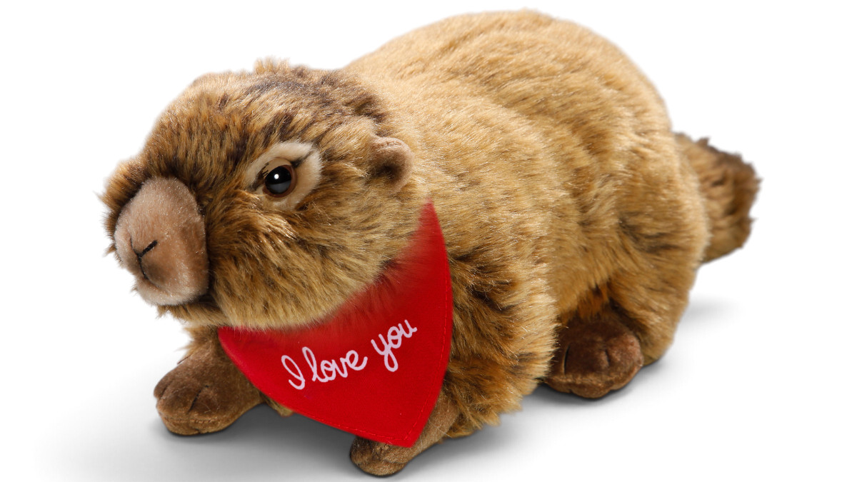 Soft Toy Marmot – red “I Love You” scarf