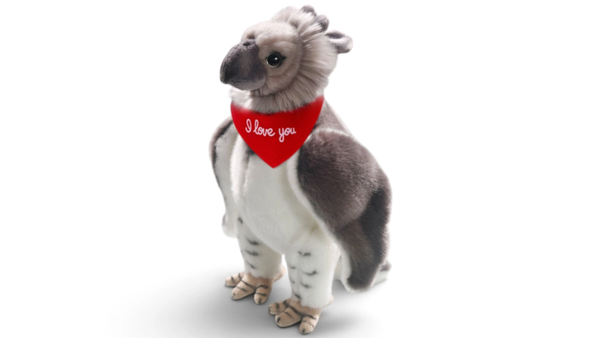 Soft Toy Harpy – red “I Love You” scarf
