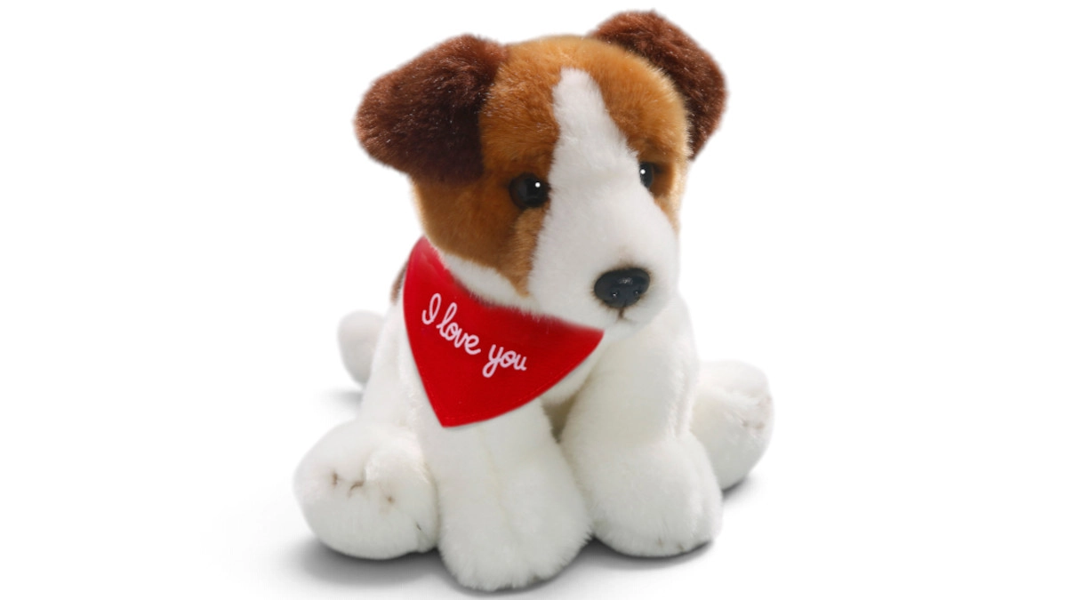 Kuscheltier Jack Russell Terrier Floppy – rotes „I Love You“-Halstuch