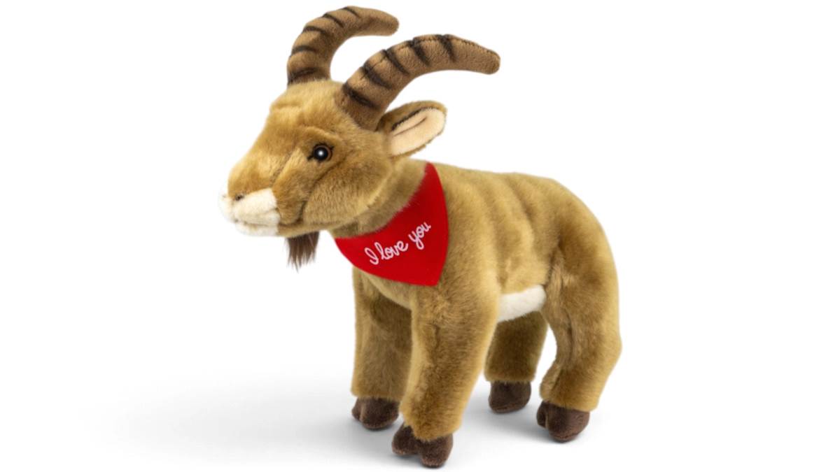 Kuscheltier Steinbock, Ibex – rotes „I Love You“-Halstuch