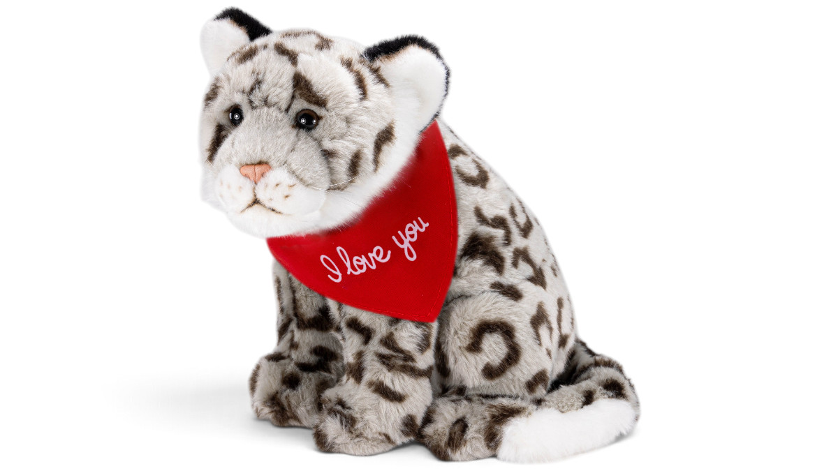 Soft Toy Snow-Leopard – red “I Love You” scarf