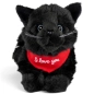 Preview: Soft Toy Cat lying black – red “I Love You” scarf
