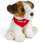 Preview: Plush Toy Jack Russell Dog Floppy – red “I Love You” scarf