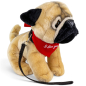 Preview: Plush Toy Pug standing with lead – red “I Love You” scarf