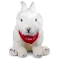 Preview: Kuscheltier Hase sitzend weiß, Schneehase – rotes „I Love You“-Halstuch