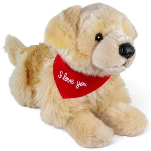 Preview: Plush Toy Golden Retriever – red “I Love You” scarf