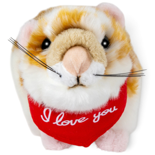Soft Toy Hamster light-brown – red “I Love You” scarf