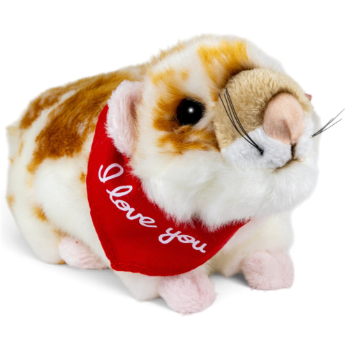 Preview: Plush Toy Hamster light-brown – red “I Love You” scarf
