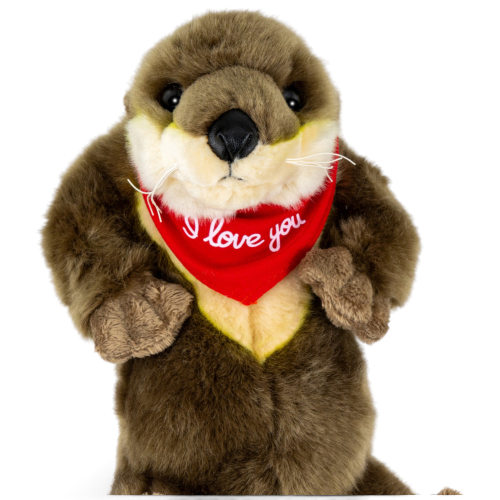 Preview: Otter lying with a red “I Love You” scarf
