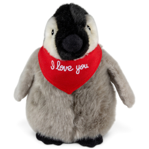 Preview: Pinguin Baby mit rotem „I Love You“-Halstuch