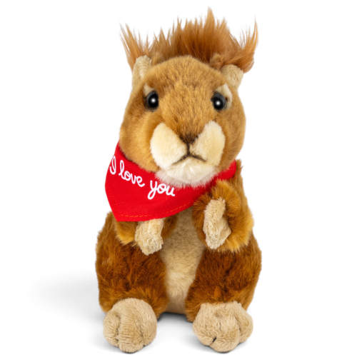 Preview: Plush Toy Squirrel – red “I Love You” scarf