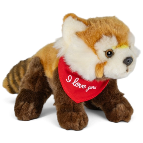 Plüschtier Roter Panda, Katzenbär – rotes „I Love You“-Halstuch