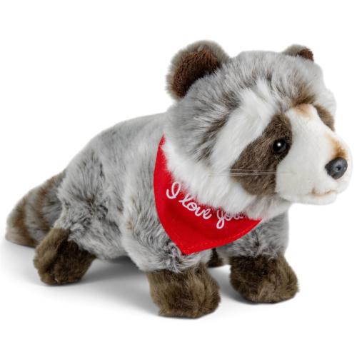 Preview: Plush Toy Raccoon – red “I Love You” scarf