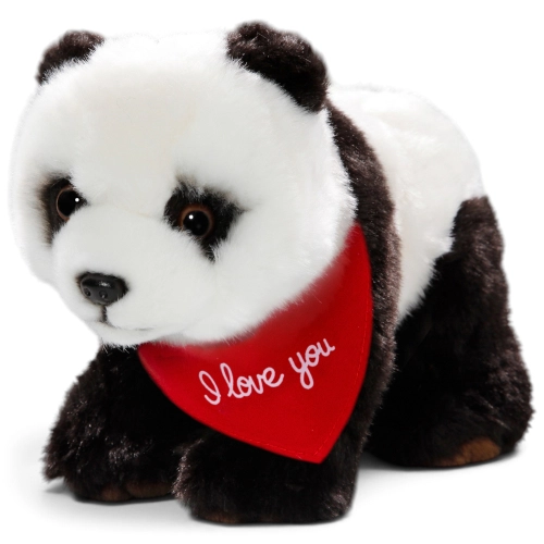 Kuscheltier Panda Bär – rotes „I Love You“-Halstuch
