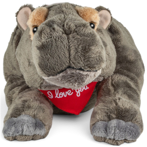 Preview: Hippo with a red “I Love You” scarf