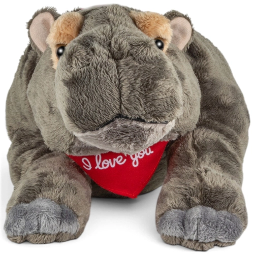 Soft Toy Hippo – red “I Love You” scarf
