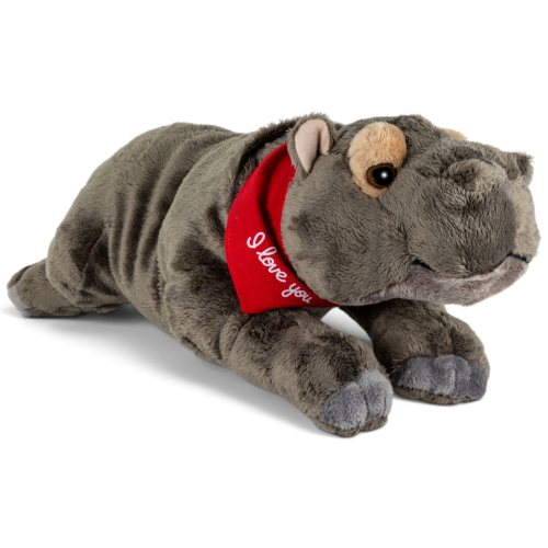Preview: Plush Toy Hippo – red “I Love You” scarf