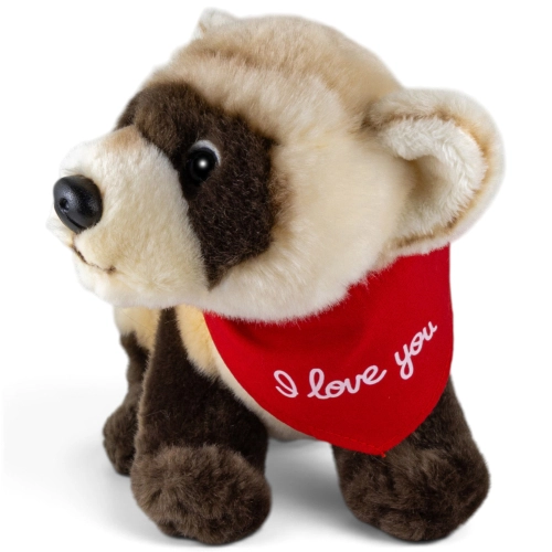 Plush Toy Ferret – red “I Love You” scarf
