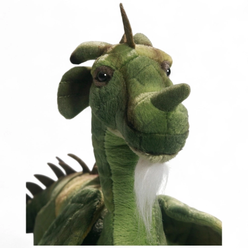 Drache sitzend grün