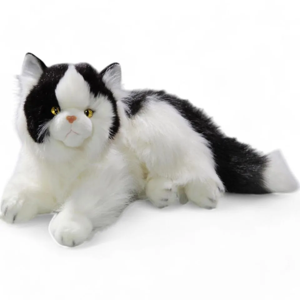 Stuffed Animal Cat, Persian lying black-white