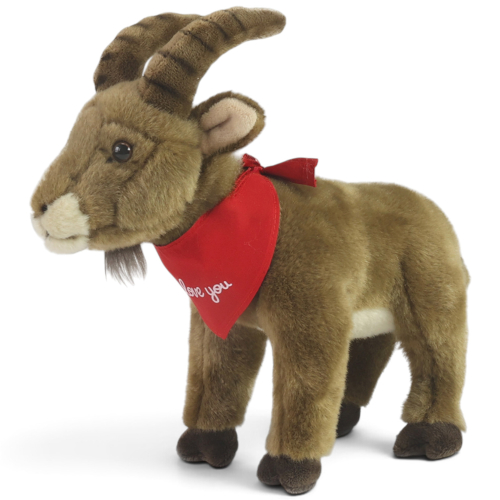 Preview: Plüschtier Steinbock, Ibex – rotes „I Love You“-Halstuch