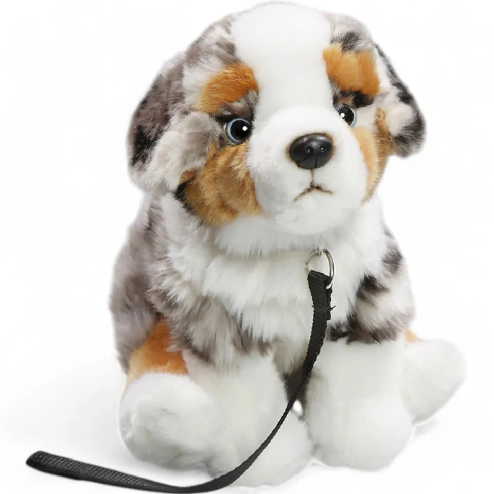 Stuffed Animal Australian Shepherd Dog with Lead