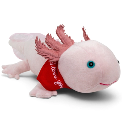 Soft Toy Axolotl – red “I Love You” scarf