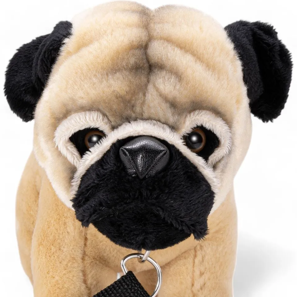 Stuffed Animal Pug standing with lead