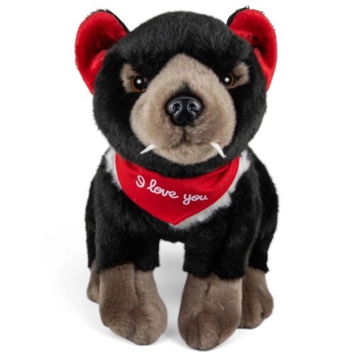Kuscheltier Tasmanischer Teufel, Beutelteufel – rotes „I Love You“-Halstuch