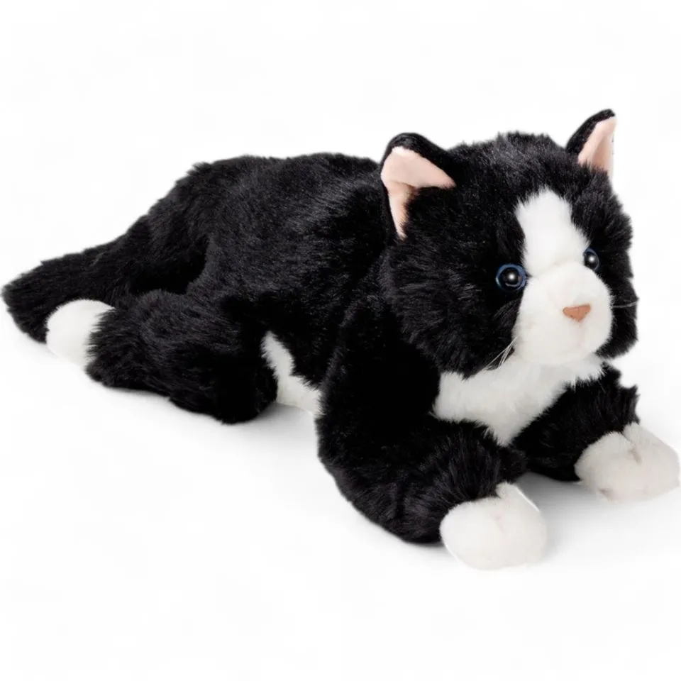 Stuffed Animal Cat lying black-white