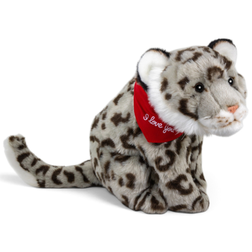 Preview: Snow-Leopard with a red “I Love You” scarf