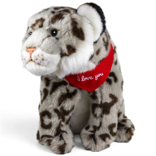 Plush Toy Snow-Leopard – red “I Love You” scarf