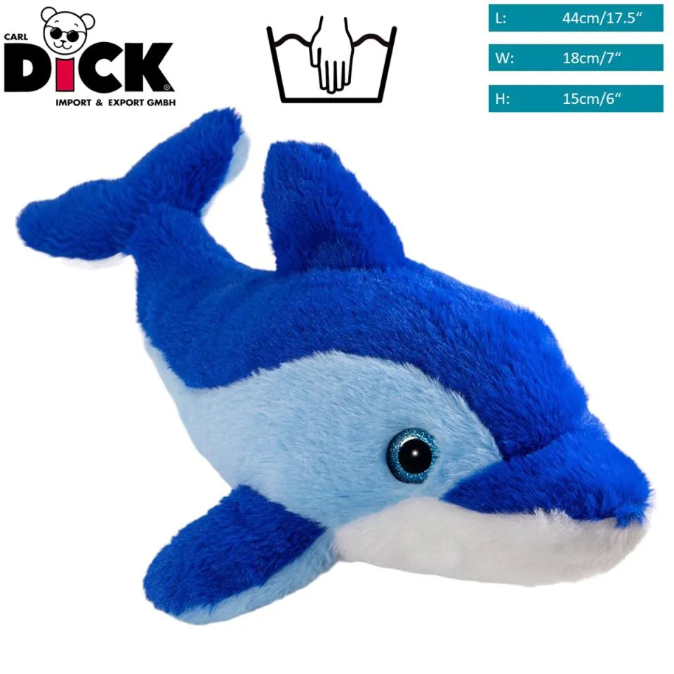 Stuffed Animal Dolphin blue with glitter eyes