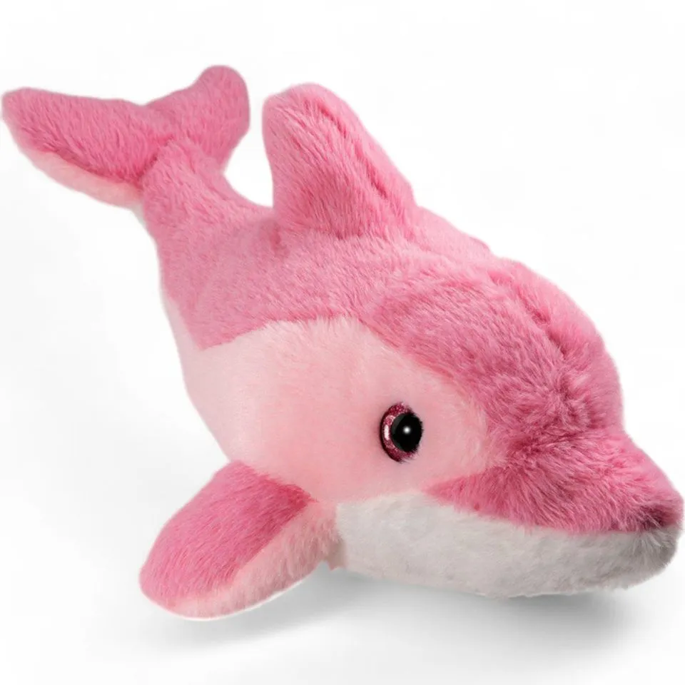 Kuscheltier Delfin rosa mit Glitzer-Augen