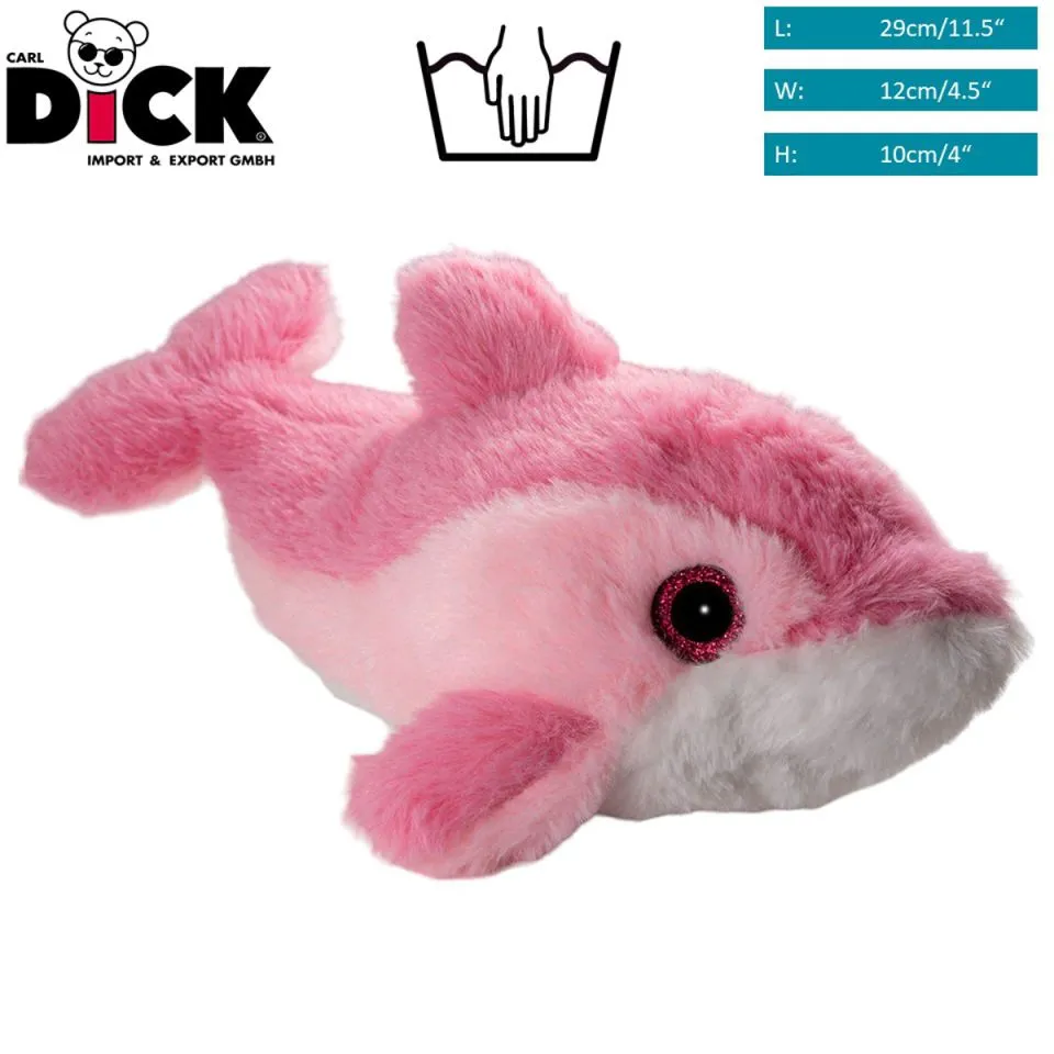 Kuscheltier Delfin rosa mit Glitzer-Augen