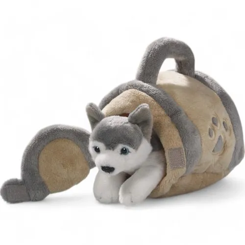 Stuffed Animal Husky Dog in Dog House