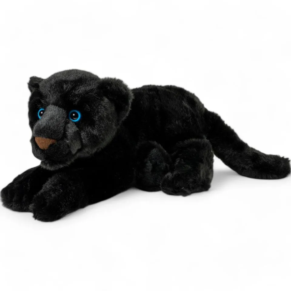 Staffed Animal Panther black lying