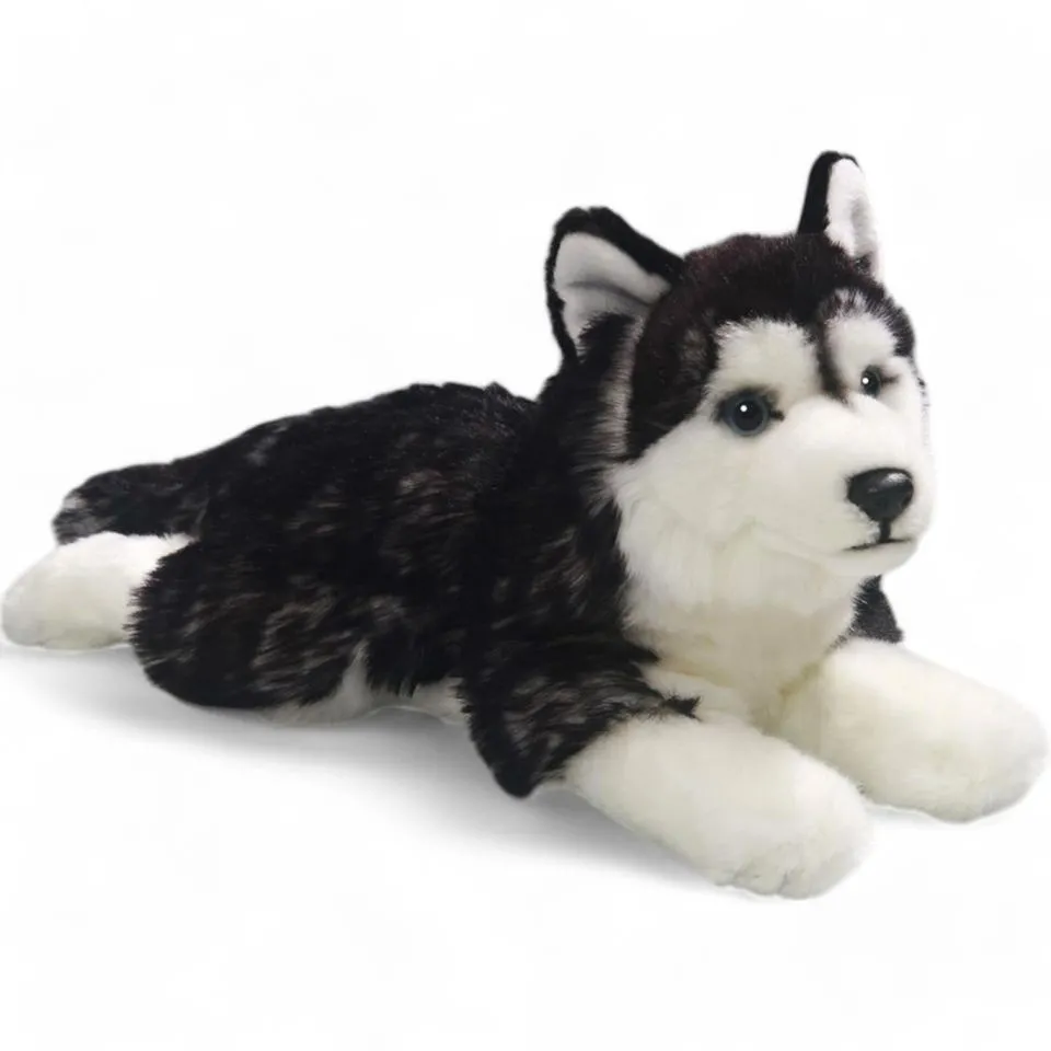 Kuscheltier Husky schwarz liegend