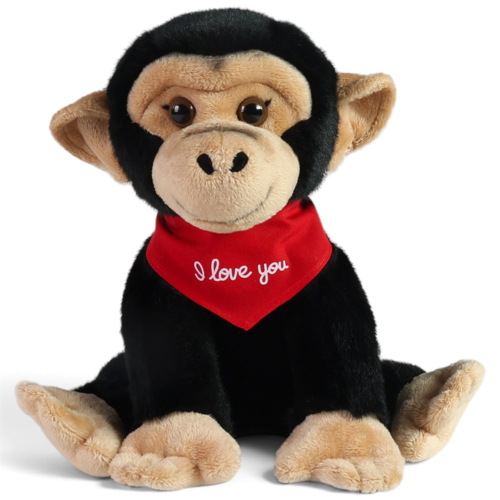 Preview: Schimpanse mit rotem „I Love You“-Halstuch