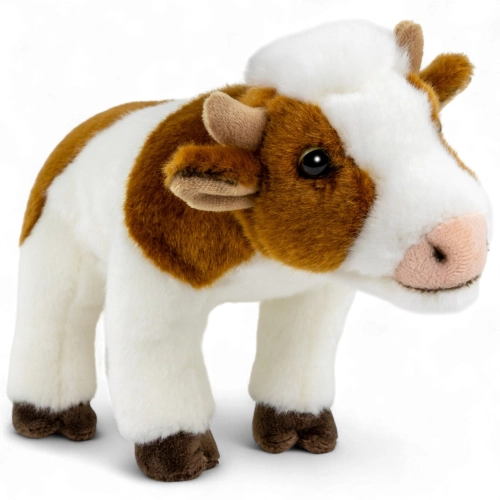 Stuffed Animal Cown brown-white standing
