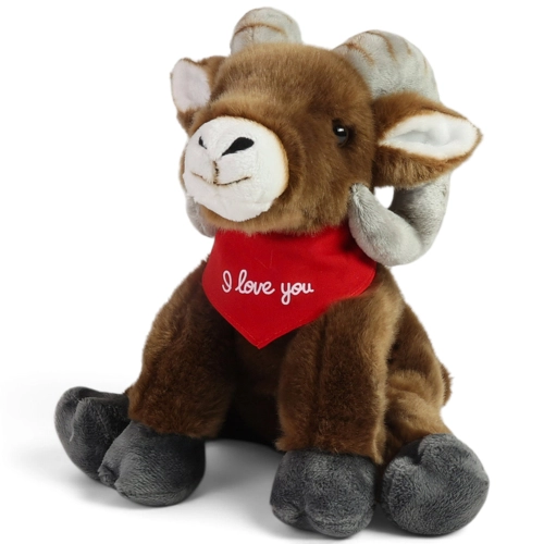 Plush Toy Bighorn Sheep – red “I Love You” scarf