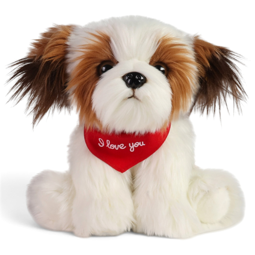 Kuscheltier Shih Tzu Hund – rotes „I Love You“-Halstuch