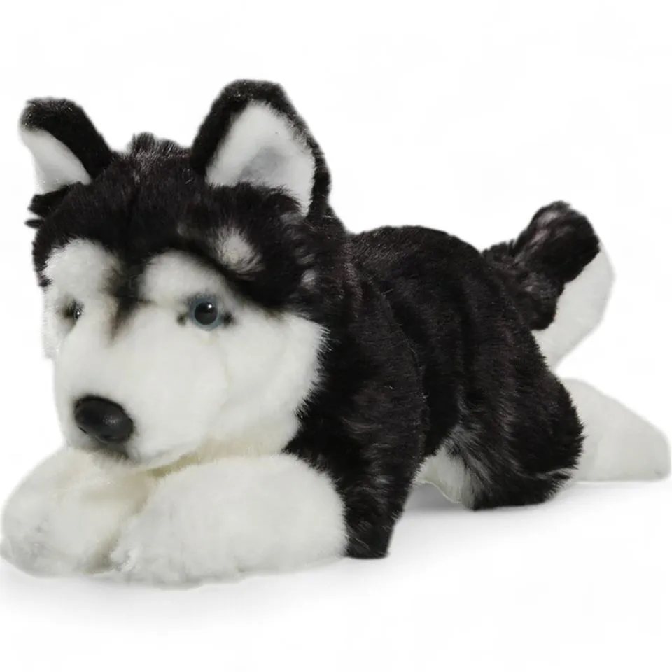 Kuscheltier Husky schwarz liegend