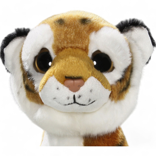 Kuscheltier Tiger braun Baby sitzend mit großen Augen