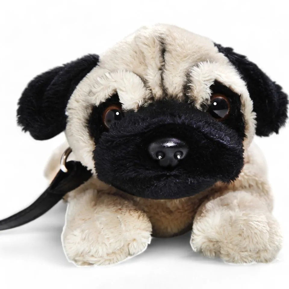 Stuffed Animal Pug Dog lying with lead