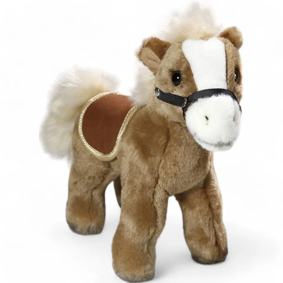 Stuffed Animal Horse standing grey-brown with saddle