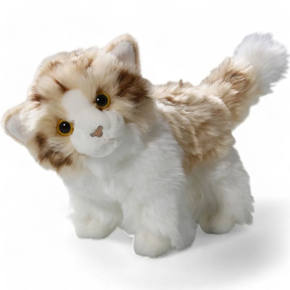 Stuffed Animal Cat standing brown-white