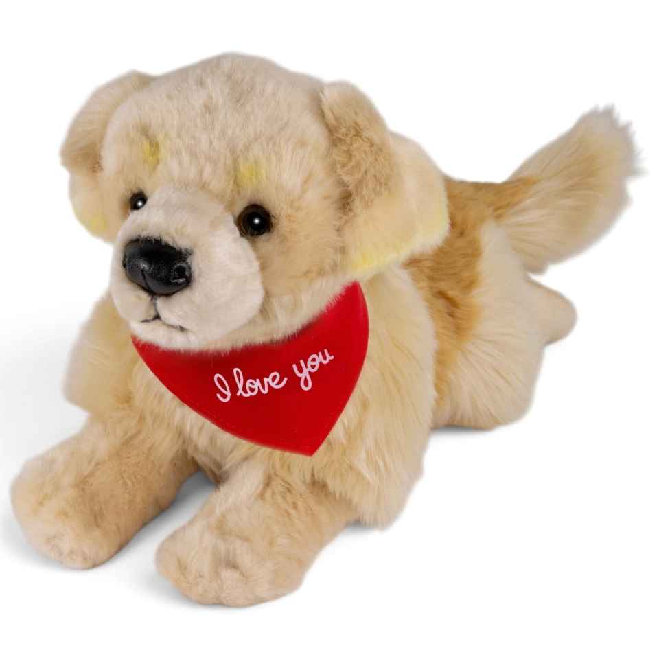 Plush Toy Golden Retriever – red “I Love You” scarf