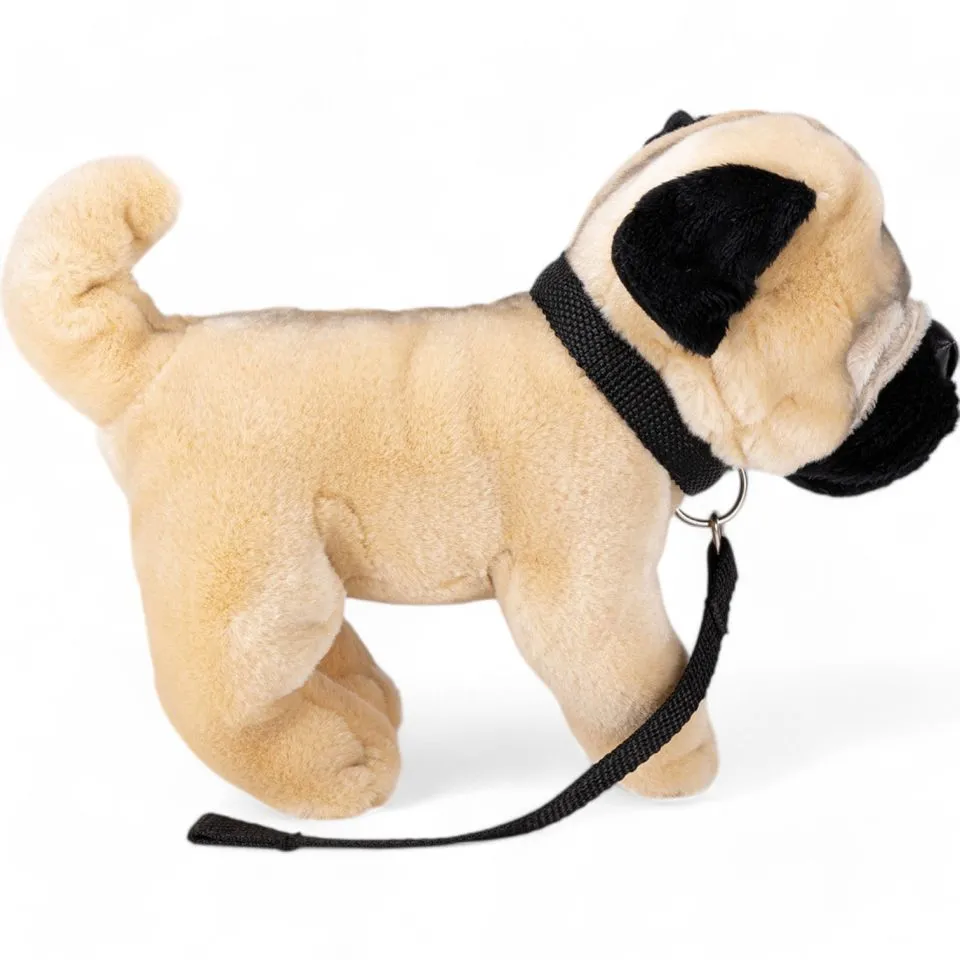 Stuffed Animal Pug standing with lead