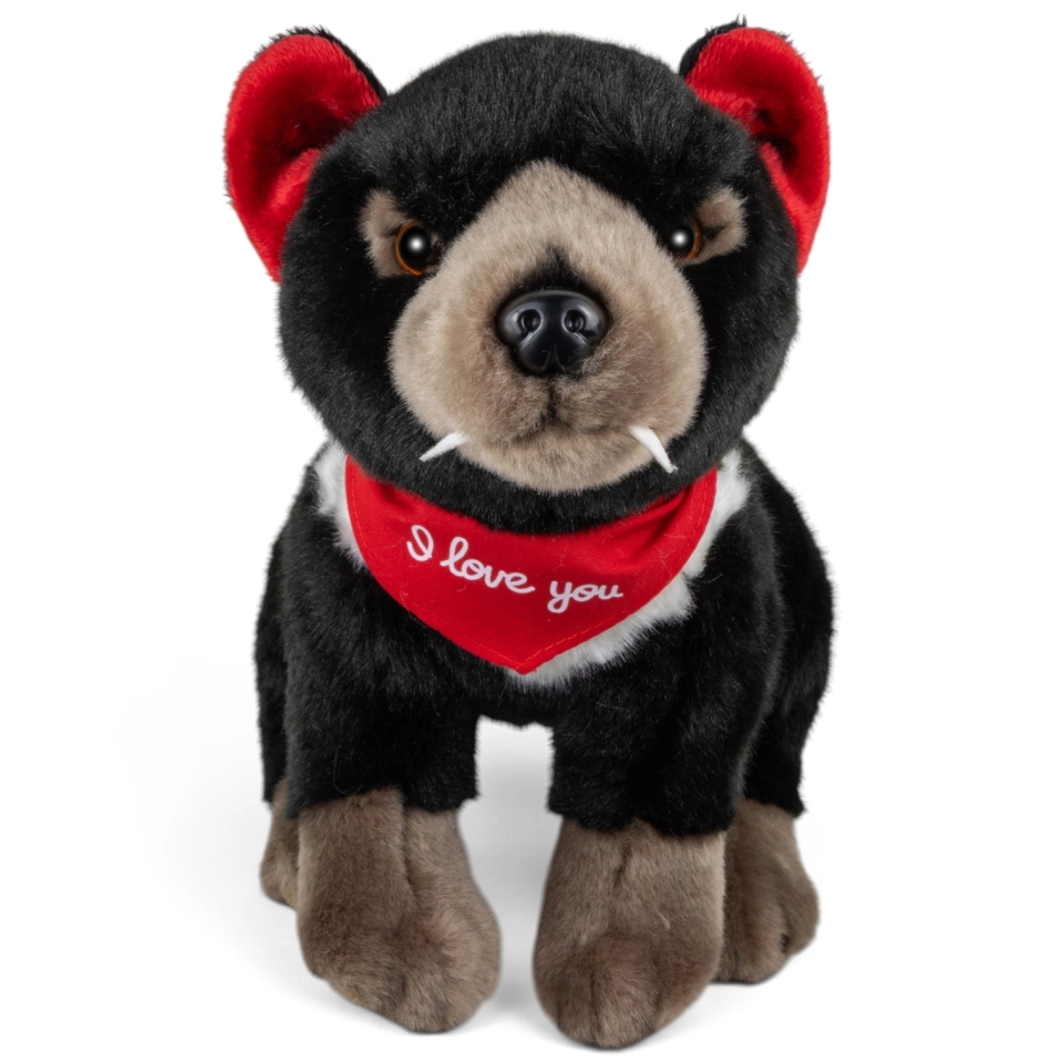 Kuscheltier Tasmanischer Teufel, Beutelteufel – rotes „I Love You“-Halstuch